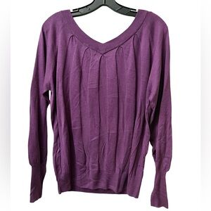 NWT Faconnable Medium Plum V-Neck Women's Sweater Silk & Wool